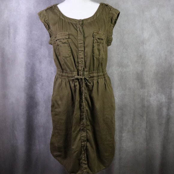 Anthropologie Dresses & Skirts - Anthropologie Hei Hei Utility Safari Dress Womens Large Olive Green Drawstrings